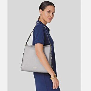 New Kate Spade Dumpling Large Shoulder Bag Pebble Leather Mountain Grey
